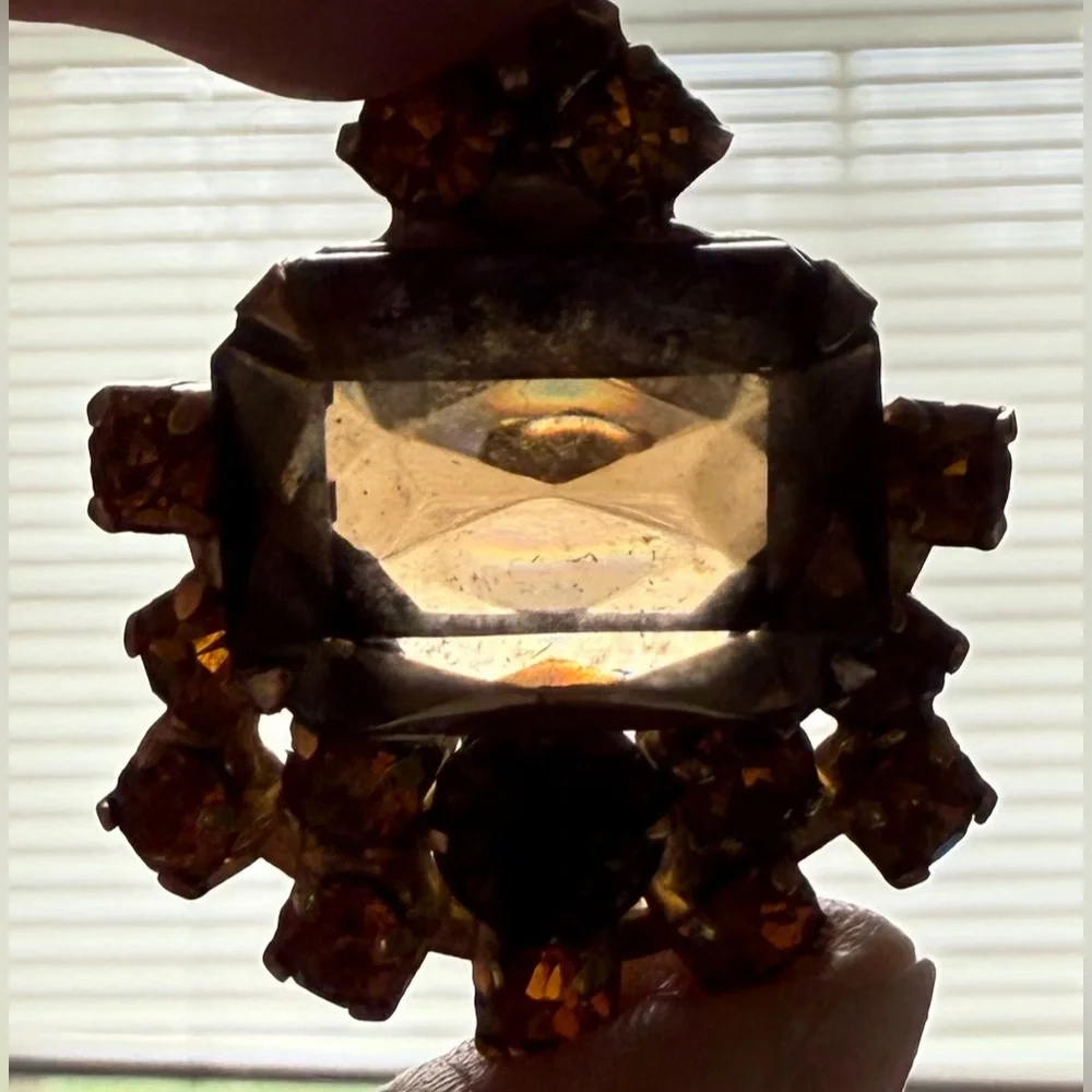 Lot of 3 Vintage Gold and Amber Tone Topaz Clip On Beaded Earrings